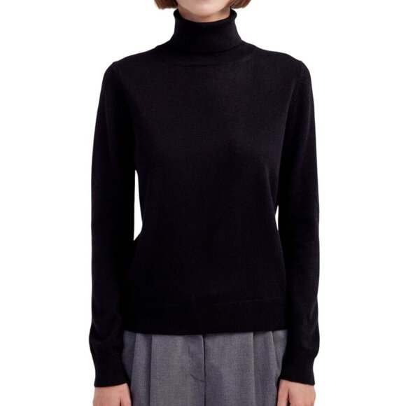 Jolie Sweater Womens Medium Roll Neck Elevated Basic Cashmere Black Long Sleeves - Picture 1 of 10